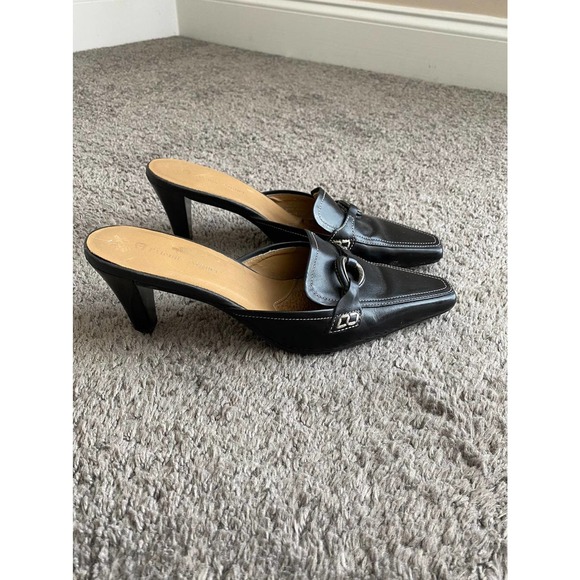 Black square toe mules with low heel - Picture 8 of 10
